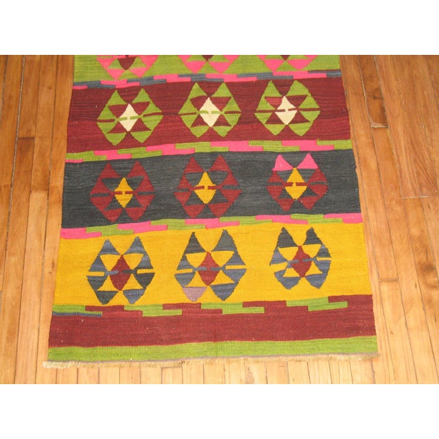 Native American Vintage Zabihi Collection Turkish Kilim Runner - 3' x 10'11" For Sale - Image 3 of 5