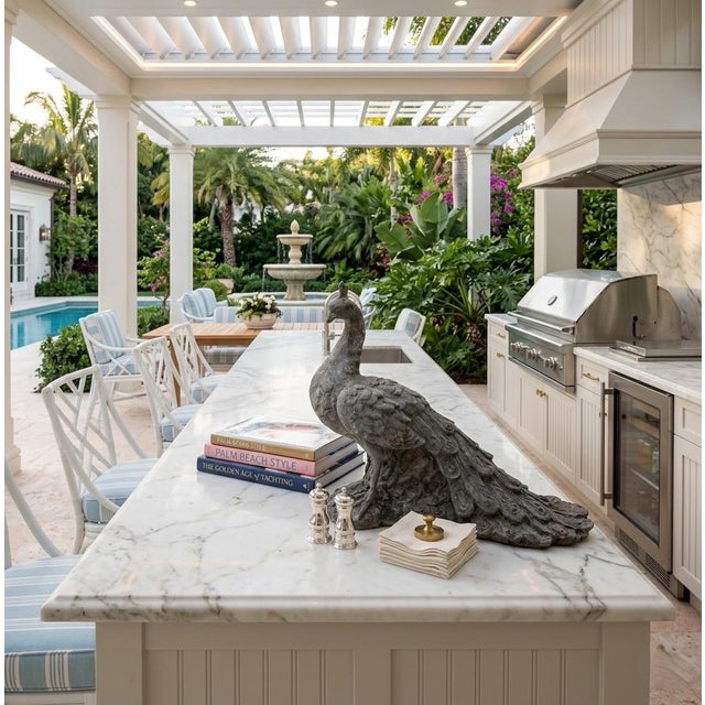 Charcoal Vintage Cast Iron Peacock Statue For Sale - Image 8 of 10