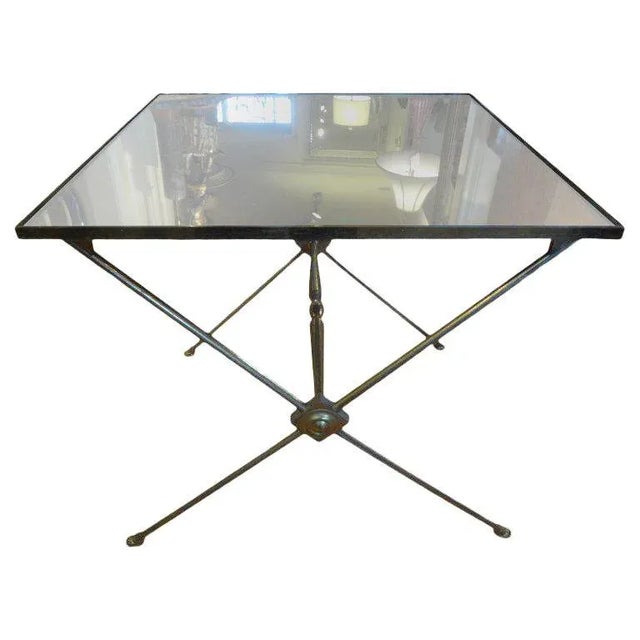 1940's French Maison Jansen Style Neoclassical Brass Side Table For Sale - Image 10 of 10