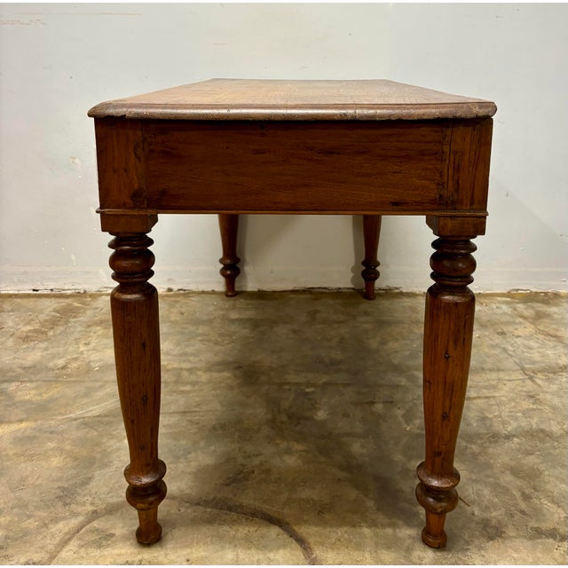 Wood Antique French Oak Console Table or Writing Desk For Sale - Image 7 of 11