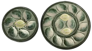 French Majolica Oyster Plates from Saint Clément, 1950s, Set of 7