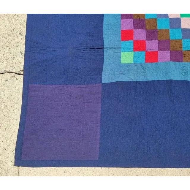 1930s 1930s Amish Wool Trip Around the World Quilt For Sale - Image 5 of 7
