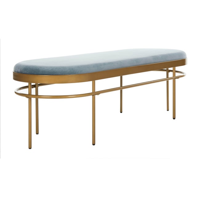 Oval Bench, Slate Blue & Gold Chairish