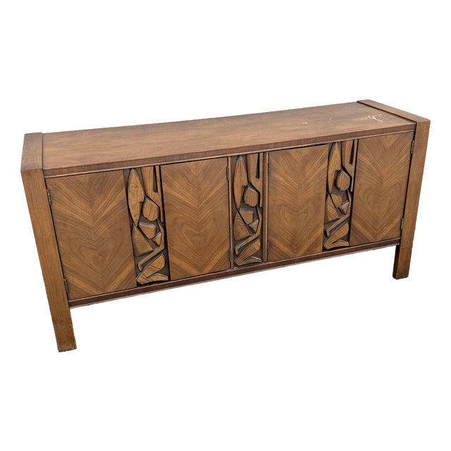 Mid Century Brutalist Credenza by United Furniture Corporation For Sale