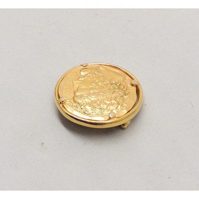 1980s Vintage 1980 Signed Napier Goldtone Greek Figure Dionysus Brooch For Sale - Image 5 of 7