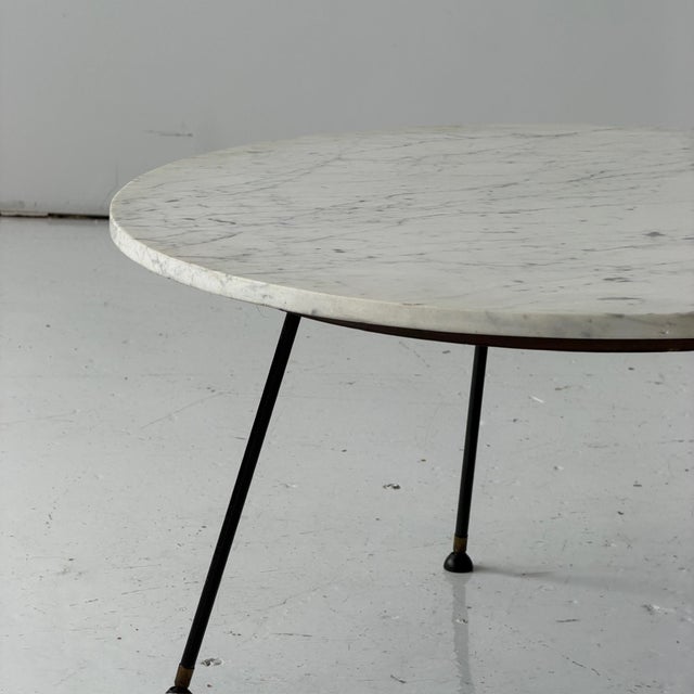 c. 1960s. Italy. Wrought iron base with marble top.