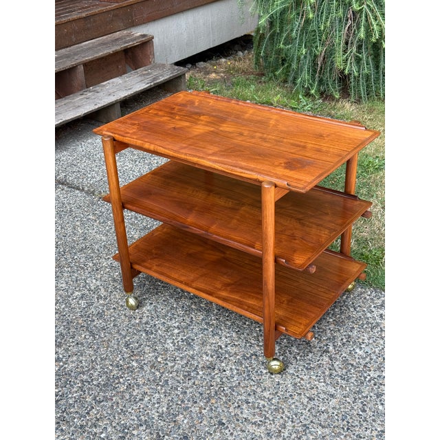 Mid-Century Modern Teak Extendable Bar Cart by Poul Hundevad For Sale - Image 4 of 10
