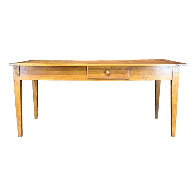 French Provincial 19th Century Farmhouse Dining Table With Two Drawers For Sale