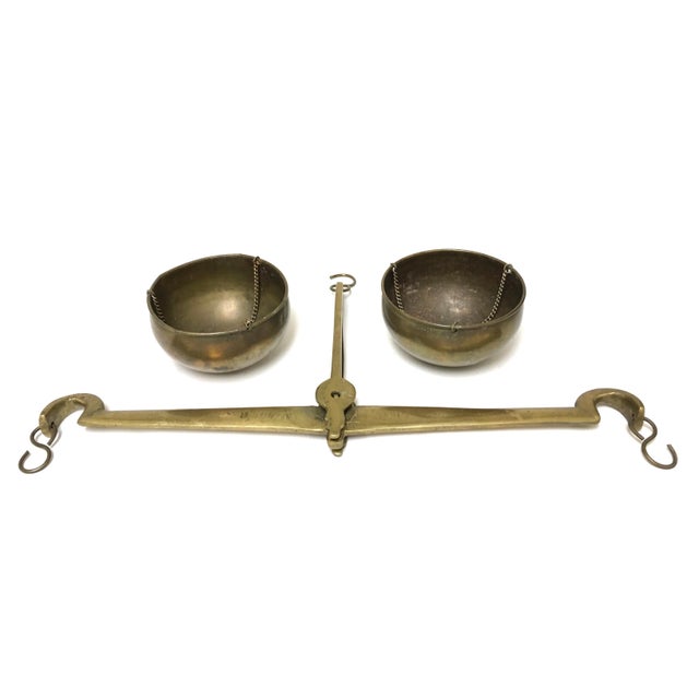 Antique Brass Hanging Balance Scale Weigh Tool Chairish