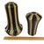 Art Deco Hollywood Regency Black & Tan Fluted Ceramic Vase Pair For Sale - Image 15 of 16