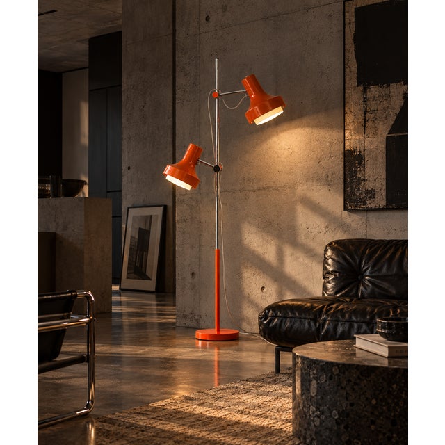Floor Lamp by Josef Hurka Napako, 1970s, in Good conditions. Designed 1970 to 1979 European Plug (up to 250V).The wiring...