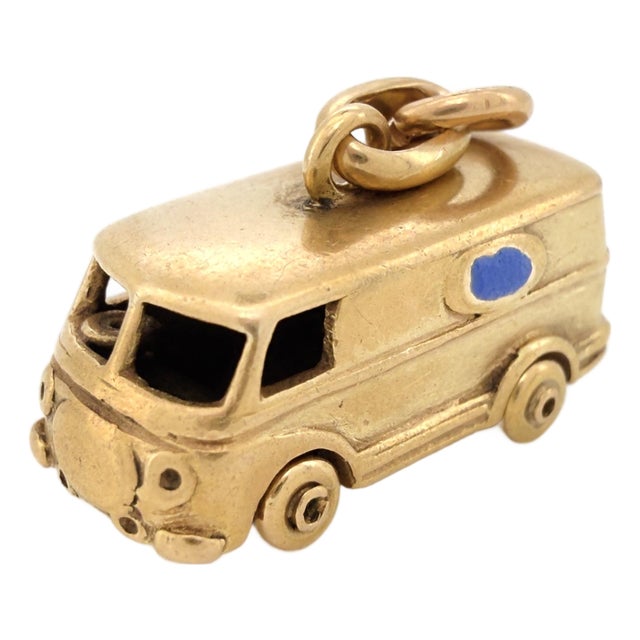 Vintage 1960s Italian 18k Articulating Microbus, Bus, Van Charm For Sale