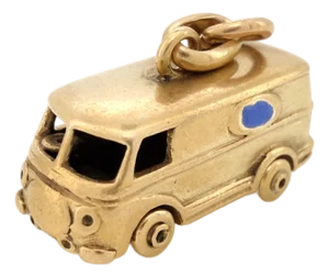 Vintage 1960s Italian 18k Articulating Microbus, Bus, Van Charm