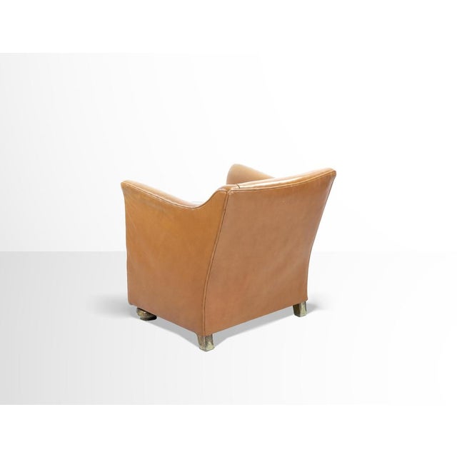 Vintage Italian Light Brown Leather Armchair, Mid-20th Century For Sale - Image 4 of 8