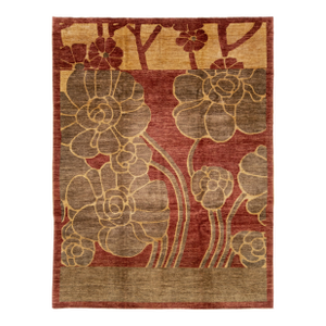 Handamde Transitional Peshawar Wool Rug in Burgundy With Allover Motif