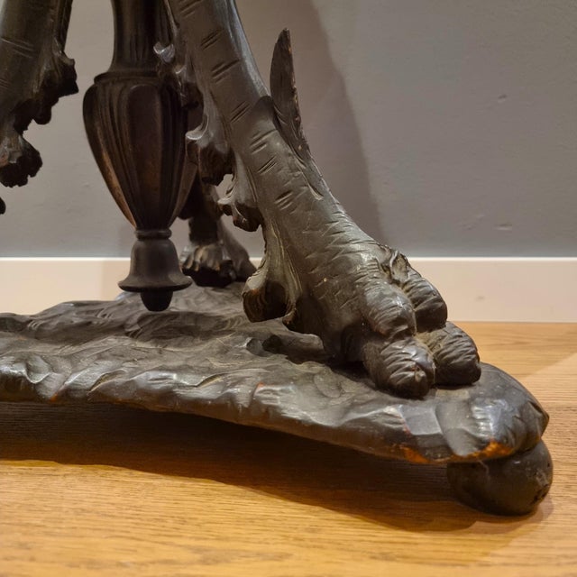 Wood Ebonized Wood Side Table with Dragons, 1870 For Sale - Image 7 of 12