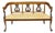 Vintage Italian Neoclassical Cherry Wood Dolphin Lyre Carved Rush Seat Bench For Sale