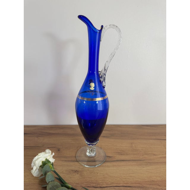 Vintage Murano Glass Blue Decanter For Sale - Image 4 of 5