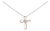 10K Rose Gold Plated Sterling Silver Diamond Accent Cross Pendant Necklace For Sale