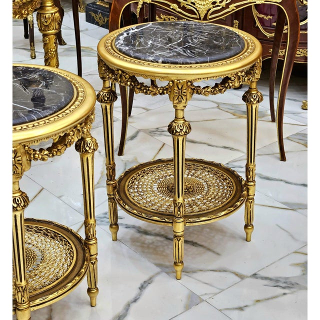 Elegant French Louis XV Side Table With Floral Marquetry & Gilt Details For Sale In Miami - Image 6 of 6