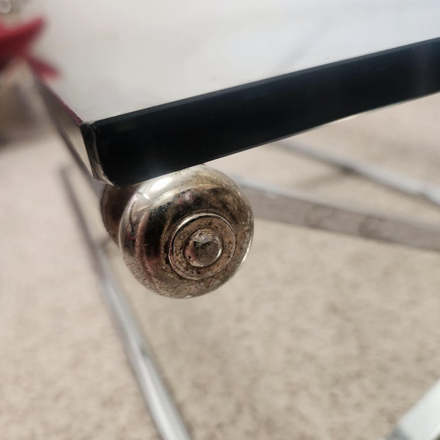 Triple X Base Chrome Glass Cocktail Table 1970s Mod For Sale - Image 9 of 12