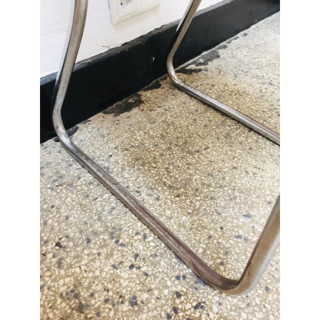 Set of Mid-Century Leatherette & Tubular Steel Chairs For Sale - Image 4 of 11