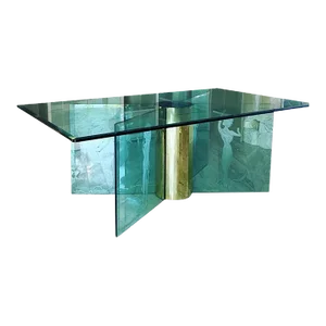 1970s Art Deco Revival Illuminated Scenic Etched Glass Dining Table