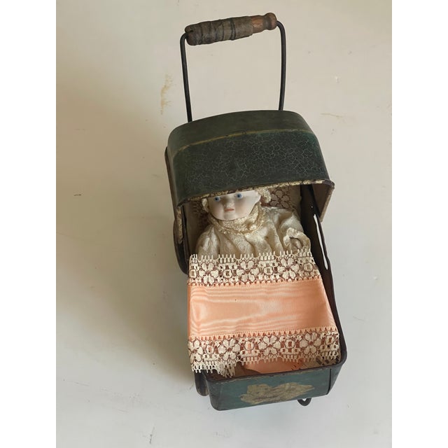 Antique Marklin Toy Doll Carriage With Porcelain Baby Doll For Sale In Miami - Image 6 of 9
