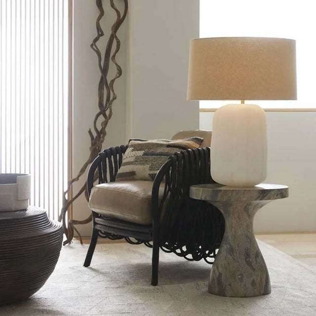 2020s Arteriors Home Small Serafina Accent Table in Sahara Faux Marble For Sale - Image 5 of 8