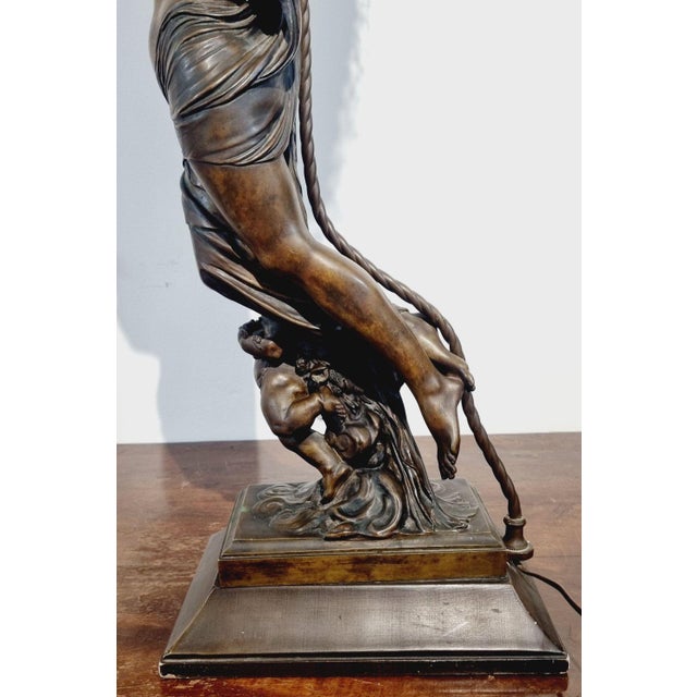 Large French Art Nouveau Bronze Lamp by M. Moreau, 1890s For Sale - Image 6 of 18