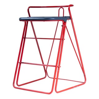 Vintage Navy Velvet Stool For Sale