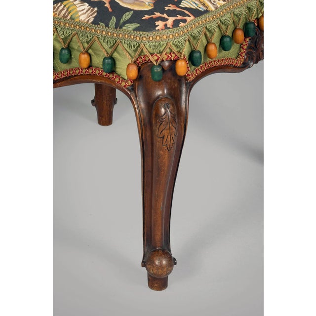 Wood English 19th Century Walnut Upholstered Stool For Sale - Image 7 of 8