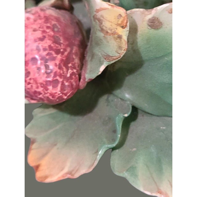 Vintage Pair Italian Majolica Hand Painted Fruit George Jones Style Strawberry Candle Holders For Sale - Image 11 of 14