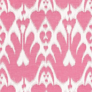 Sample - Schumacher Lela Cotton Ikat Fabric in Berry For Sale