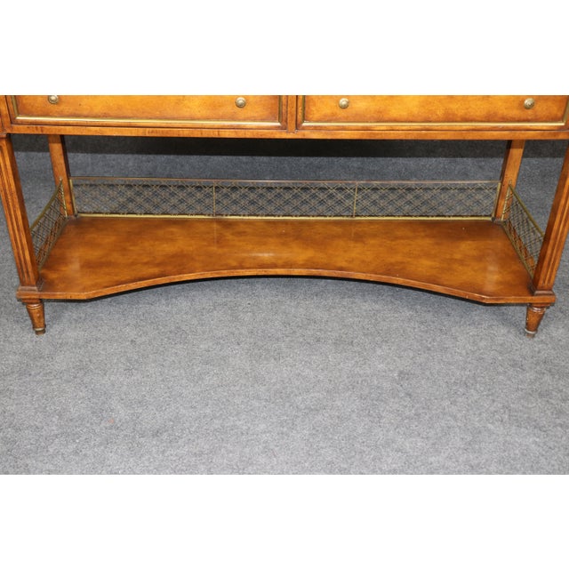 Louis XVI Style Brass Mounted Marble Top Two Tier Console Table For Sale - Image 10 of 16