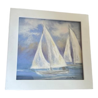 Framed Signed Original Pastel Seascape Painting by Nancy Smith For Sale