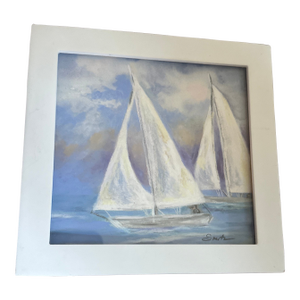 Framed Signed Original Pastel Seascape Painting by Nancy Smith