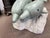 Blue Vintage Sculptural Glass Top Coffee Table, Three Dolphins, Marine Life, Exposed Top Fins, Textured Edge Glass For Sale - Image 8 of 11