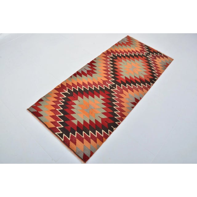 Rug & Kilim 1960s Geometric Design Handmade Kilim Runner For Sale - Image 4 of 11