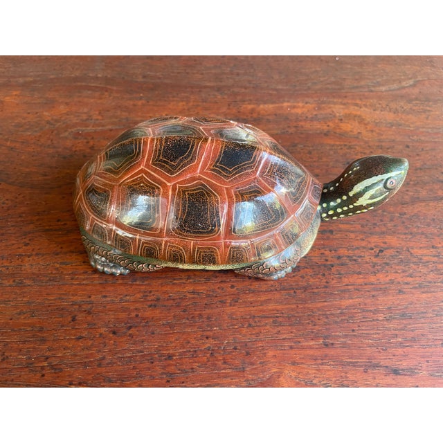 Japanese Japanese Mid Century Lacquer Tortoise Turtle Jewelry Box For Sale - Image 3 of 6
