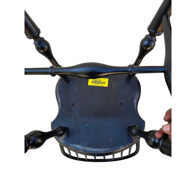 1990s 2 Nichols & Stone Windsor Side Chairs Bow Back Saddle Seat Distressed Country For Sale - Image 13 of 15