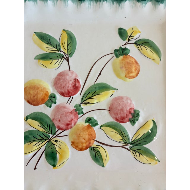 Vintage NSP Italy Hand-Painted Fruit Motif Square Plate For Sale - Image 4 of 11