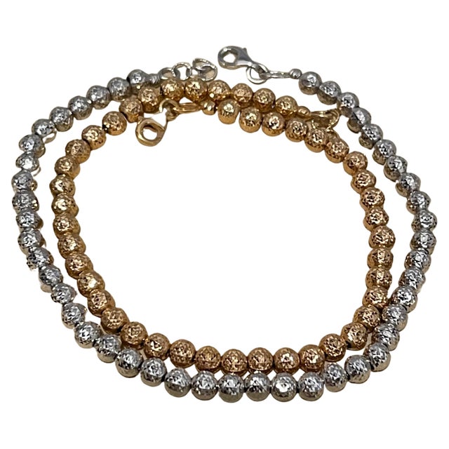 Pair of 18 Karat White Gold/ Rose Gold Ball Bracelets, 8.2 Gm For Sale - Image 15 of 18
