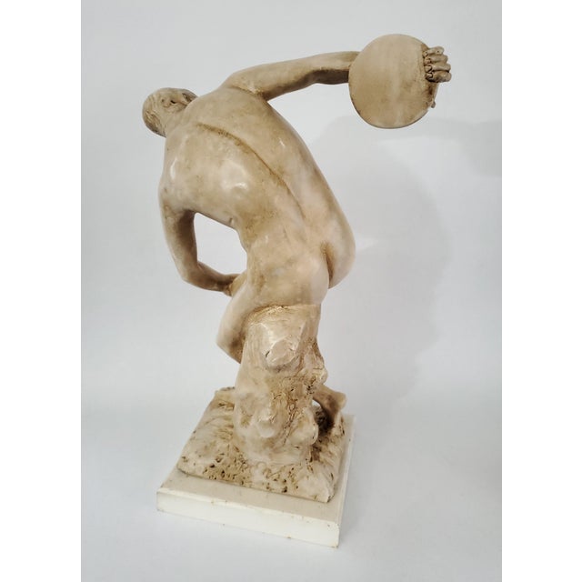 1950s Plaster Discobolus Table Sculpture Statue For Sale - Image 9 of 13