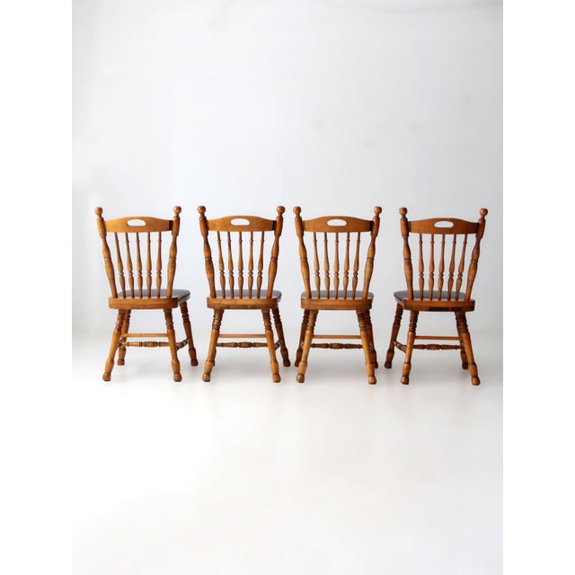 Farmhouse Vintage Spindle Back Dining Chairs Set of 4 For Sale - Image 3 of 18