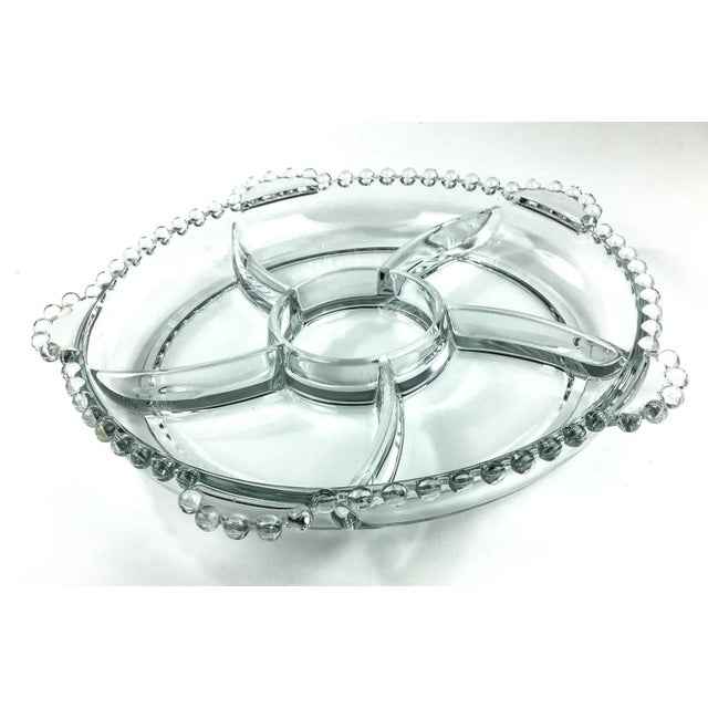 Vintage Divided Glass Condiment Serving Plate For Sale - Image 11 of 11