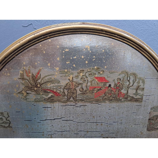 1940's Hollywood Regency Chinoiserie Giltwood & Silvered Figural Decor Wall Mirror For Sale - Image 10 of 12