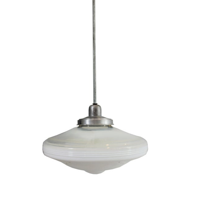 1930s Art Deco Flying Saucer Pendant Light For Sale - Image 9 of 9
