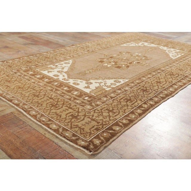 Textile Late 20th Century Vintage Earth-Tone Turkish Oushak Rug, 03'11 X 06'11 For Sale - Image 7 of 10