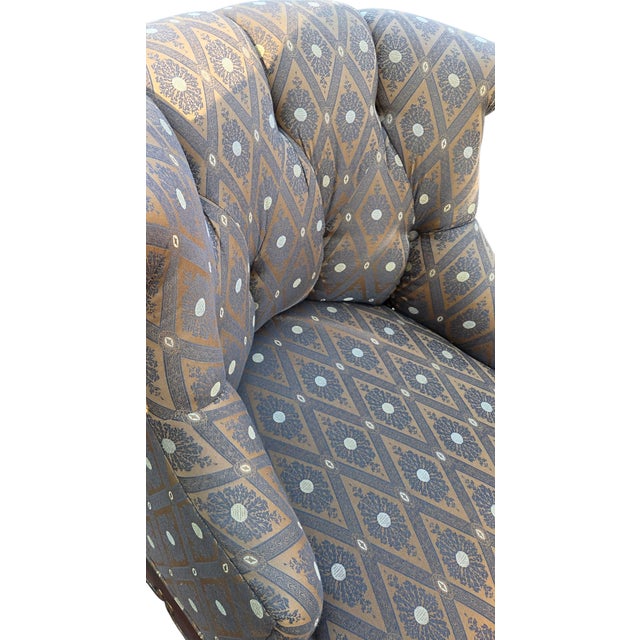 Textile Marge Carson Boudoir Lounge Accent Chair French Tuffed Wingback Armchair Regency For Sale - Image 7 of 12